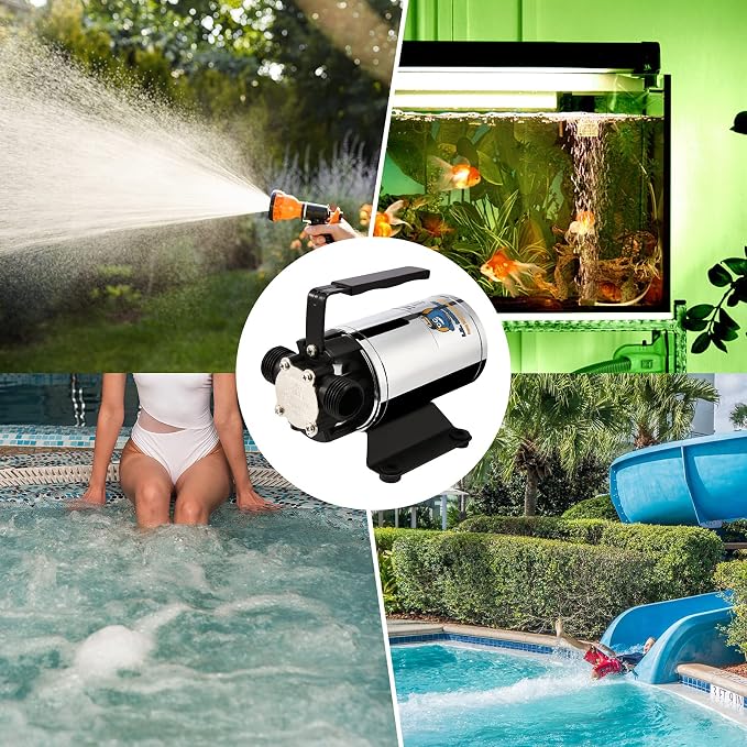 Water Transfer Pump 12V 330GPH, LilMonster Auto Portable Electric Utility Water Pump Self-Primingwith Suction Hose Kit