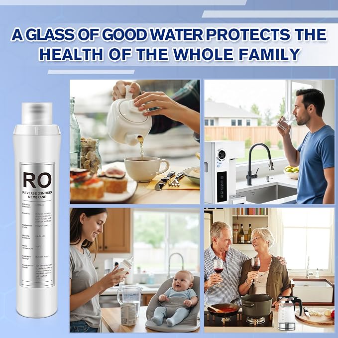 1 Pack RO Water Filter Replacement Compatible with Bluevua RO100ROPOT, 1 RO Water Filters, Improved Drink Quality, Easy to Replace for Household Daily Use Drinking