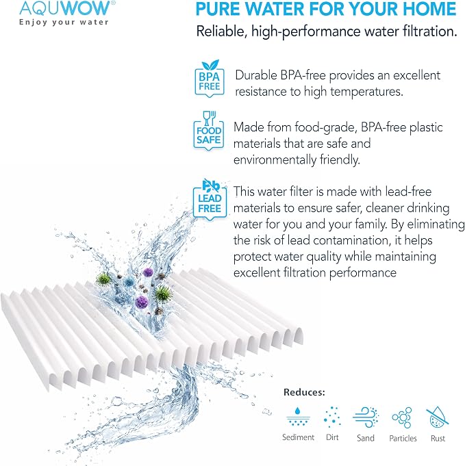 PPL10BB 5 Micron 4.5" x 10" Sediment Pleated Water Filter Set – Big Blue Replacement Cartridges for Whole House Water Filtration Systems Durable Premium Quality (2, 10 x 4.5)