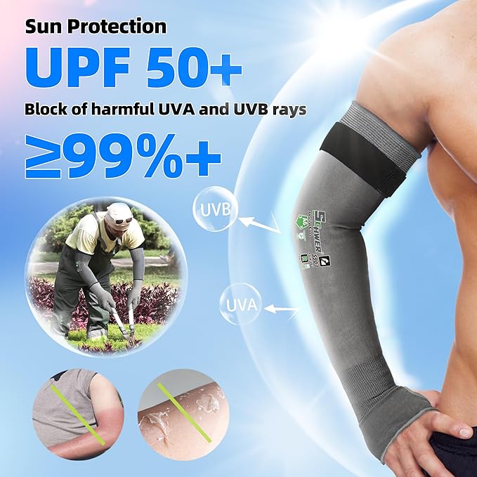 Schwer AIR-SKIN ANSI A6 Cut Resistant Arm Sleeves for Men & Women S903, 22in Arm Protectors for High Risk Work, UPF50+ UV Protection Cooling Gardening Sleeves for Farming, Lightweight, Breath