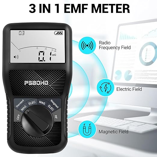 3-in-1 EMF Meter Detects Electric Field (EF), Radio Frequency Field (RF), Magnetic Field (MF) - for Home EMF Detector, Office, Outdoor and Ghost Hunting, Radiation Detector Meters