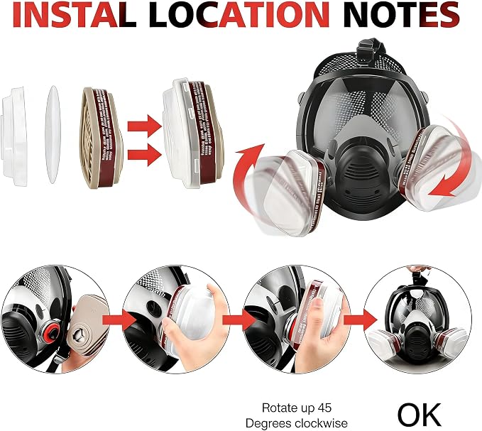 Reusable Full Face Respirator Mask for Chemicals,Spray Painting,Sanding,Epoxy Resin,Industrial,Paint,Grinding work.