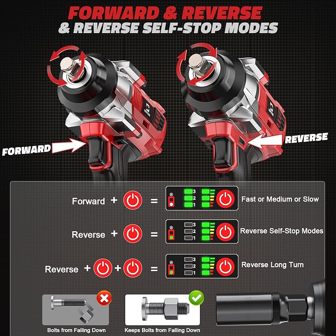 Cerycose 1000 FT-LBS Cordless Impact Wrench 1/2" Compatible with Milwaukee 18V Battery – with 6 Sockets and Toolbox, Brushless Electric Impact Gun, Includes LED Work Light – High Torque Driver