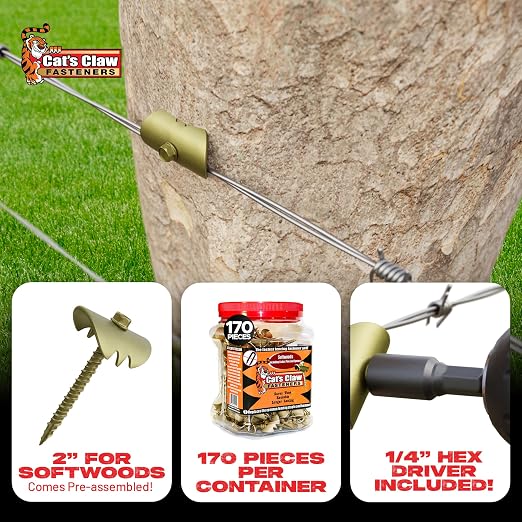 Cat’s Claw Fasteners 2 inch for Softwoods 170 Pieces Replaces The Common Fencing Staple Installs Fast with a Power Drill 4X Stronger Than Fence Staples The Original Patented USA Montana Brand