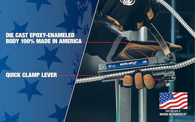 Southwire Rotary Cutter with Lever BX - Cuts & Strips Armored Cable 14/2 to 10/4 - Durable Epoxy-Enameled Body - Blade Storage in Handle - Cuts 3/8" Trade Size Flex