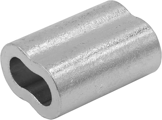 SwageRight MIL-SPEC Zinc Plated Copper Swage Sleeves Clip & Ferrules (3/8 inch) – Oval Duplex Wire Rope Cable Crimping Loop Fittings (Pack of 5)
