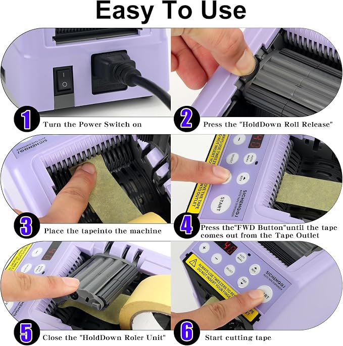 Ceramic Roller Enhanced Ribbon Cutting Machine, Automatic Tape Dispenser, 6-60mm Width, 5-999mm Length, Ideal for Restaurants, Business & Home