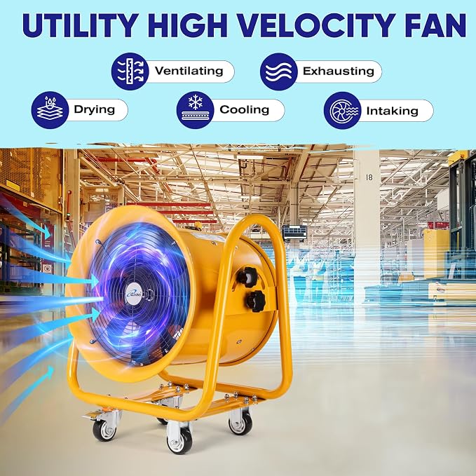 iLiving Utility High Velocity Blower, Fume Extractor, Portable Exhaust and Ventilator Fan (Utility 16")