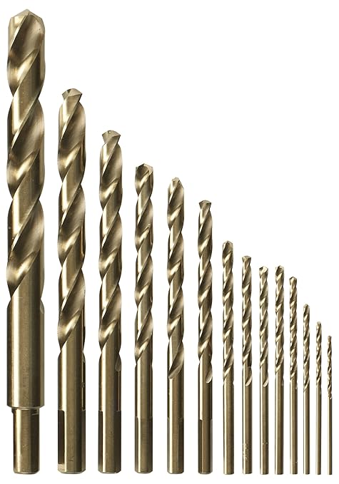 BOSCH CO14B 14-Piece Cobalt Drill Bit Set with Included Case - M42 Metal Drill Bits with Three-Flat Shank for Drilling Applications in Stainless Steel, Cast Iron, Titanium, and Light-Gauge Metal