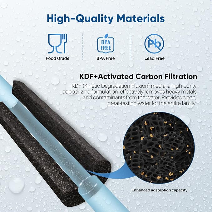 PUREPLUS 1 Micron 10" x 4.5" Whole House Coconut Shell Activated Carbon and KDF Water Filter, Heavy Metal Removal Replacement Water Filter, Compatible with GXWH40L, GXWH35F, BB10, CTO10BB-KDF, 2 PACK