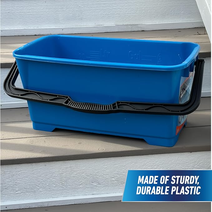 Unger Professional 6 Gallon Heavy Duty Bucket 5-Pack, Large Portable Cleaning Tool with 2 Pour Spouts, Comfort-Grip Handle, Essential Container for Floor, Window, and Household Use