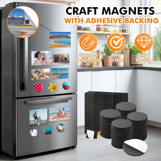 Aertiavty Round Magnets with Adhesive Backing, 20 Pcs 2" Fridge Magnets, Adhesive Magnet Dots, 80 Mil Sticky Magnets for Whiteboard, Refrigerator, Crafts, Easy Peel and Stick