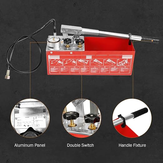 BEAMNOVA Hydrostatic Test Pump 3.17 Gallon Hydraulic Manual Water Pipe Leakage Pressure Tester Kit with Gauge Tank