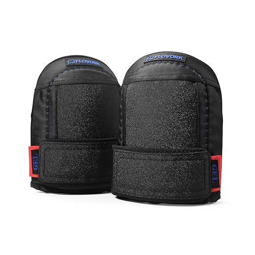 Knee Pads for Flooring Roofing Gardening Concrete with Soft GEL Padding,Machine Washable,PU Leather, Black Large