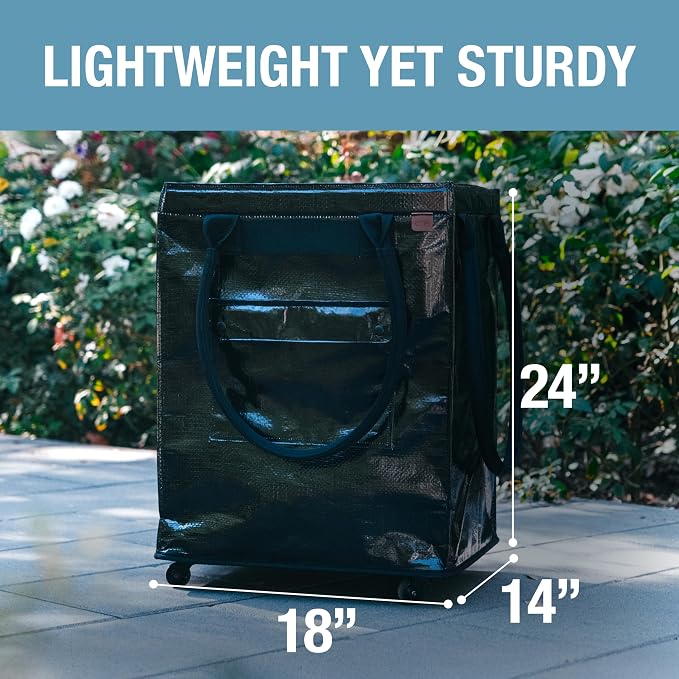 CleverMade Hauler Rolling Tote Bag, 90L Collapsible Portable Shopping Cart with Wheels for Groceries, Laundry, Organization