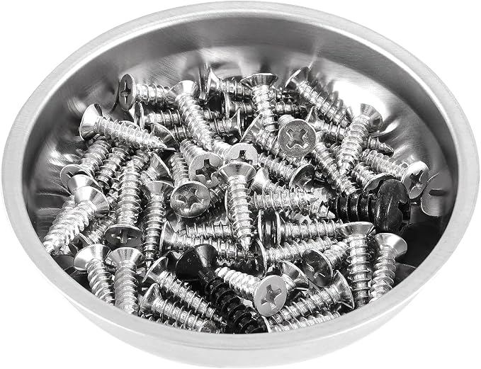 FUNSUEI 12 Packs 6 Inch and 3 Inch Magnetic Tray Set, Stainless Steel Magnetic Bowl, Round Magnetic Parts Tray for Pins, Screws, Bolts, Nuts, Small Parts