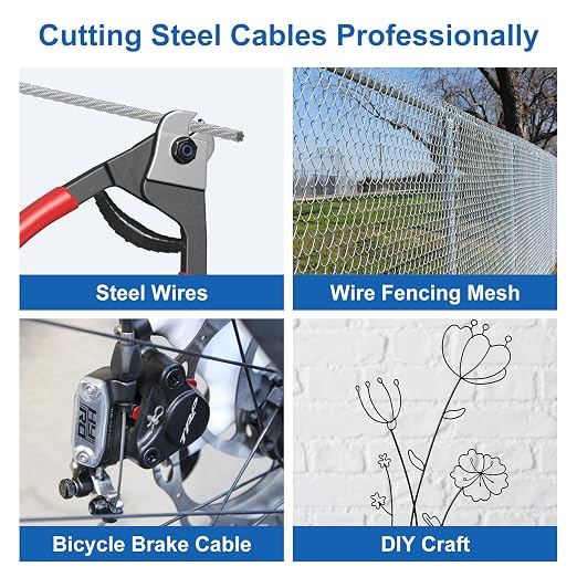 BLIKA 8 Inch Cable Cutter Wire Cutter Heavy Duty Up to 1/8" 5/32" Stainless Steel Aircraft Wire Rope for Deck Stair Cable Railing Metal Fence Bicycle Brake Bike