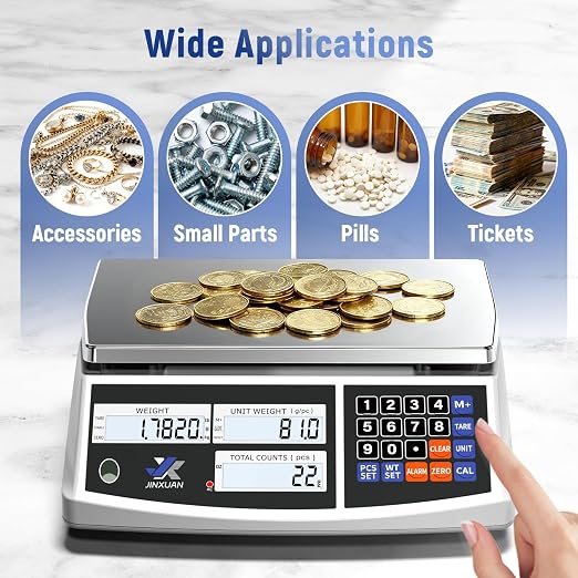Industrial Counting Scale 30kg/66lb x 0.1g Precision Bench Scale Digital Inventory Counting Weight Scale for Small Parts and Coins, Electronic Gram Scale with Batteries/AC Power, lb/g/kg/oz