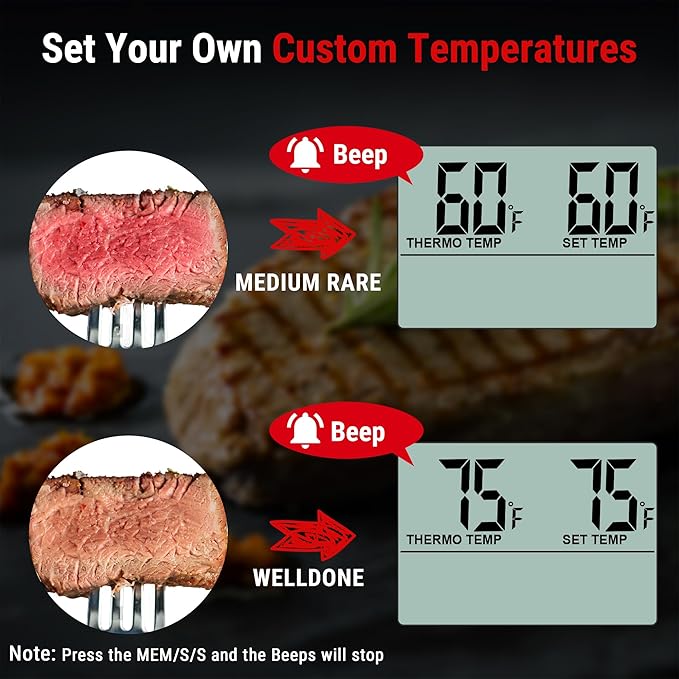 TempPro TP16 Large LCD Digital Meat Thermometer for Smoker Oven Kitchen BBQ Grill Thermometer Clock Timer with Stainless Steel Temperature Probe, Cooking Gifts for Father&Husband(Previously ThermoPro)
