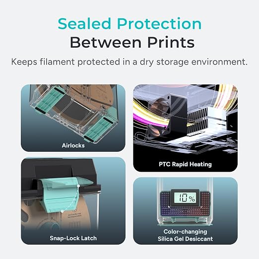Polymaker 3D Printing Filament Dryer and Storage Box - PolyDryer and PolyDryer Box for Filament Drying and Sealing with Heat Control, Compatible with PA Nylon, PLA, PVB, PETG, ABS, TPU 1.75mm 2.85mm