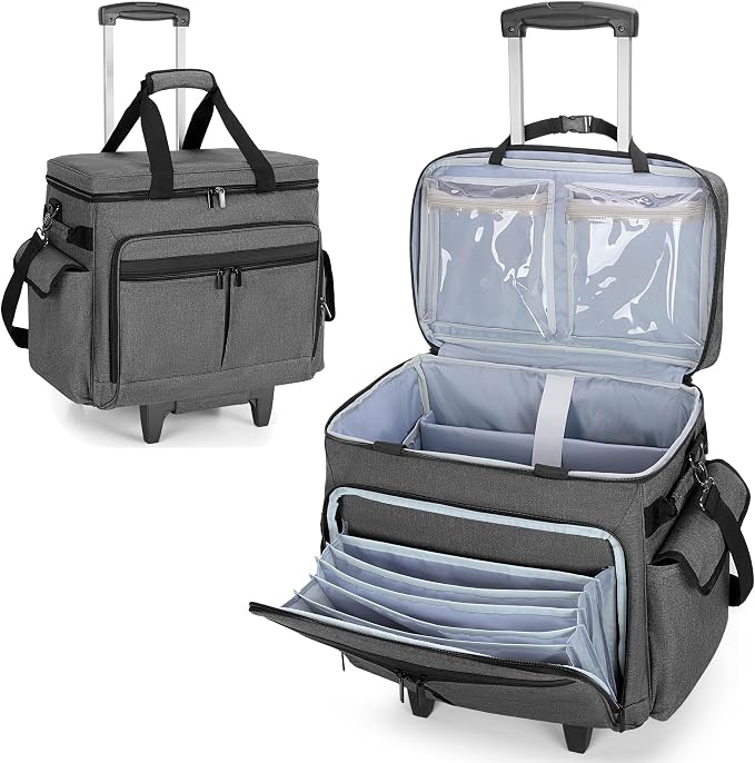 Trunab Rolling Teacher Bag with Wheels, Grey | Expandable File Pocket, Detachable Trolley, Up to 15.6 Inches Laptop, Patented Design