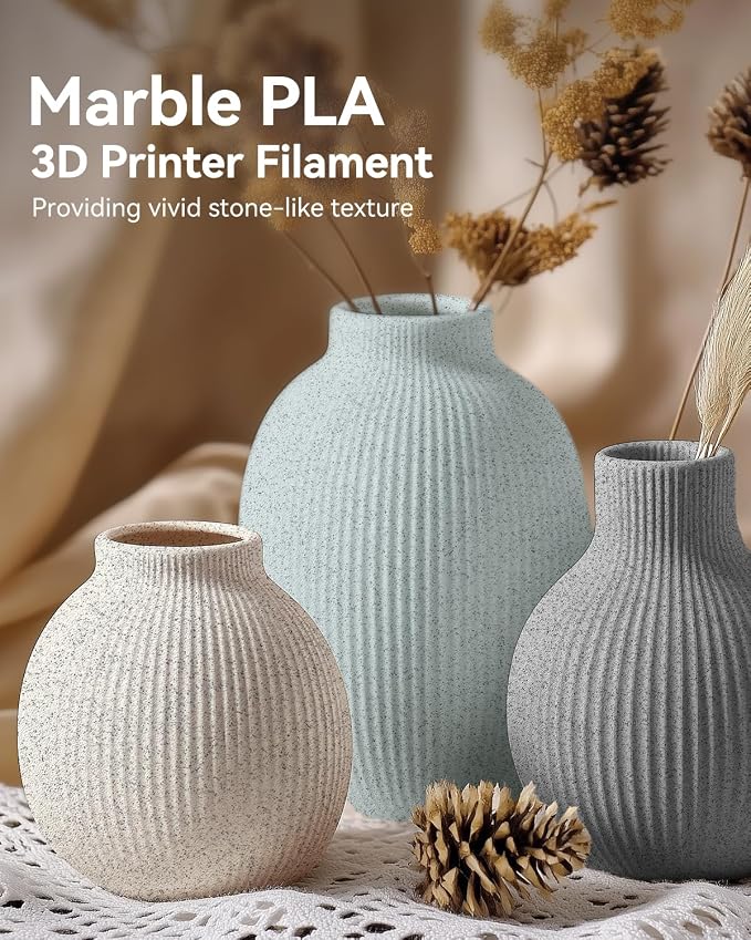 SUNLU High Speed PLA Filament, Natural Marble-Like Texture, Smooth Printing, 1kg (Cool White)