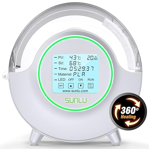 SUNLU Official Filament Dryer S2 Plus, 70℃ Max Temperature, Built-in Circulation Fan, 3D Printer Filament Storage Box Filament Dehydrator, Nylon TPU PLA PETG ABS 3D Printer Filament Dryer Box, White | 70℃ Max Temperature,Touchscreen Control,Filament St...