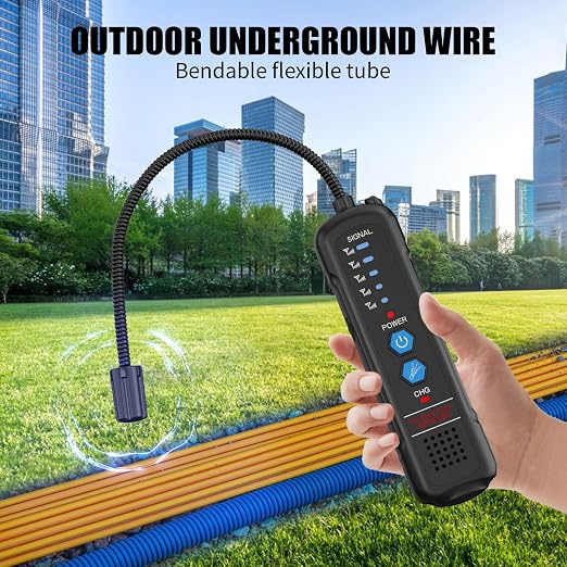Underground Wire Locator, Circuit Breaker Finder with Earphones, Broken Wire Detector- Electrical Wire Tracer for Buried Cables, Pet Fence Broken Wire Locator, 2M Detection Depth & 1100mAh Battery