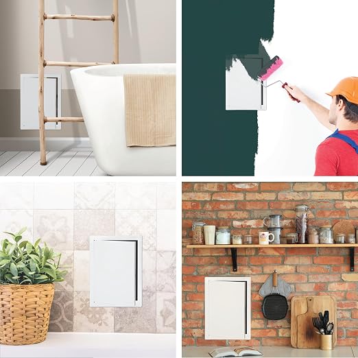 10" x 14" White Metal Access Panel - Wall Access Panel for Drywall - Hidden Wire Cover for Wall Covering Panels - Plumbing, Electricity, Heating Alarm, Bathroom, Dry Wall Hole Cover