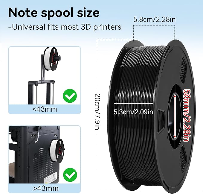 Dynta PLA 3D Printer Filament 1.75mm 1KG (2.2lbs) High Precision, Compatible with Most FDM 3D Printers, Ideal for Beginners and Desktop Printing Enthusiasts, 4-Pack (Black, White, Gray, Transparent)