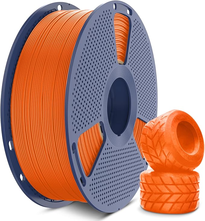 SUNLU TPU 3D Printer Filament 1.75mm, High Speed 95A TPU Filament, Flexible 3D Filament for Fast Printing, Dimensional Accuracy +/- 0.03mm,(1kg Sunny Orange,95a TPU)