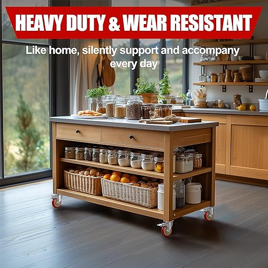 4 Inch Heavy Duty Swivel Caster Wheels with Brake, Set of 4, Industrial Locking Rolling Plate Casters Wheels for Furniture, Cart, Table and Workbench, Easily Load 2200lbs