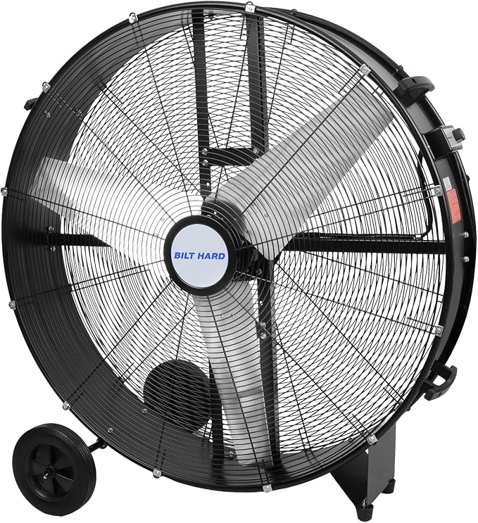 BILT HARD 26800 CFM 42 inch Industrial Drum Fan, 2 Speed Heavy Duty Shop Fan with 4/5HP Powerful Motor for Warehouse, Garage, Industrial and Commercial Use