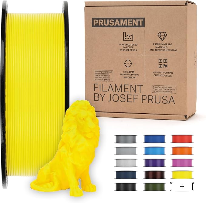 Prusament Premium PLA Pineapple Yellow 1.75mm 1kg Filament for 3D Printing | PLA filament with ±0.02 mm precision, low warping, and reliable, tangle-free printing for beginners and professionals.
