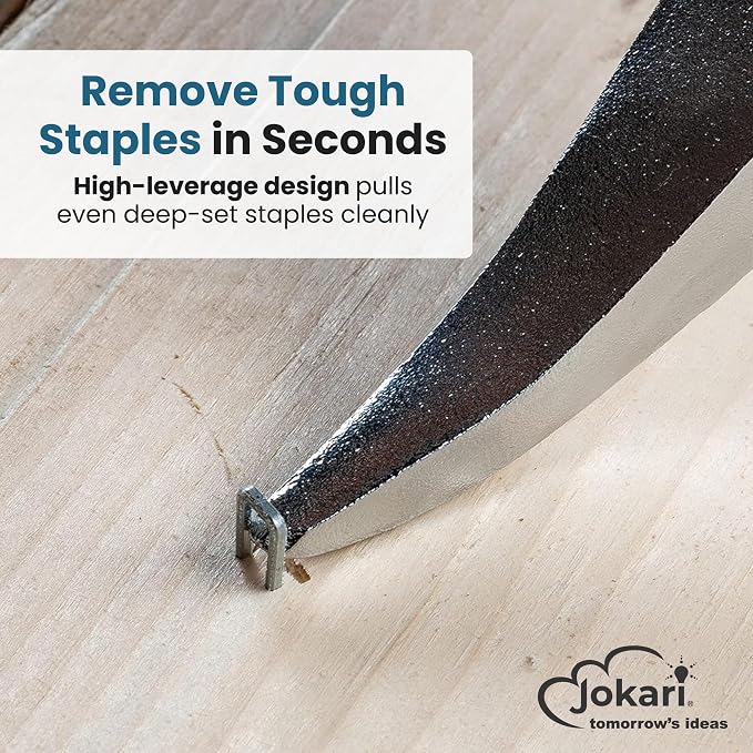 Jokari Industrial Strength 14-Inch Staple Remover Tool, Heavy-Duty Staple Puller and Hammer Bar for Carpentry, Upholstery, Flooring and Carpet Removal, Removes Air Gun Staples Cleanly Without Damage