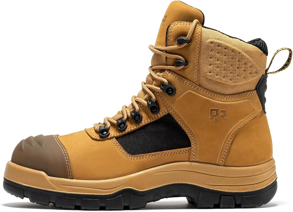 ROCKROOSTER Stowe - Men's Work Safety Boots Composite Toe ASTM F2413-18 M/I/C EH, Lightweight Slip Resistant Industrial Boots, Nubuck Leather with HYDROGUARD Waterproof Lining CP212
