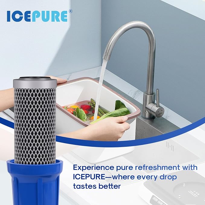 ICEPURE 20" x 2.5" Whole House Water Filter Upgraded Coconut Shell Activated Carbon Filter, 20 Inch Lead Removal Cartridge Replacement for C1-20, EP-20, HX-CB-25-2010, F3WCB32, 1PACK