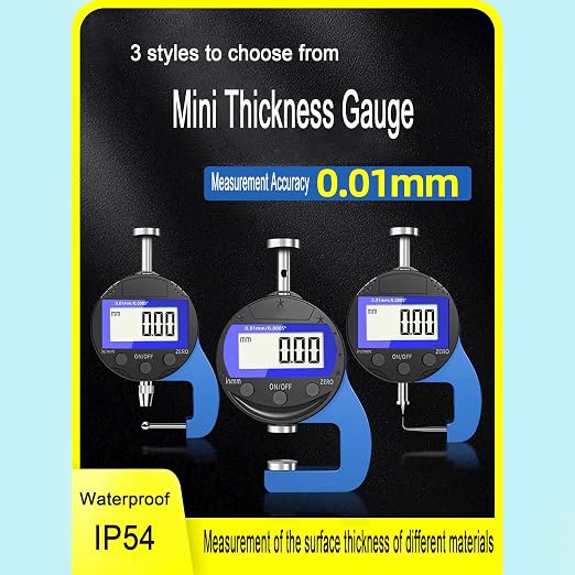Digital Thickness Gauge Thickness Measuring Indicator | Measuring Range 0-10mm0.0005''/0.01 mm with LCD Display Thickness Gauge , for Hollow Tubes, Round Tubes(JT)