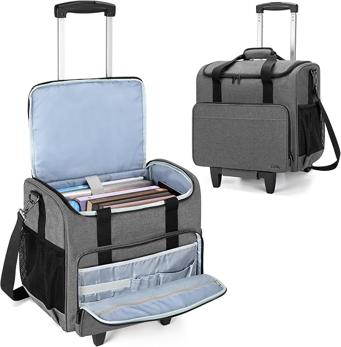 Trunab Rolling Teacher Bag, Teacher Tote Bag with Bottom Pad and Detachable Trolley, Wheeled Teacher Bag with Padded Sleeves Holds up to 15.6” Laptop