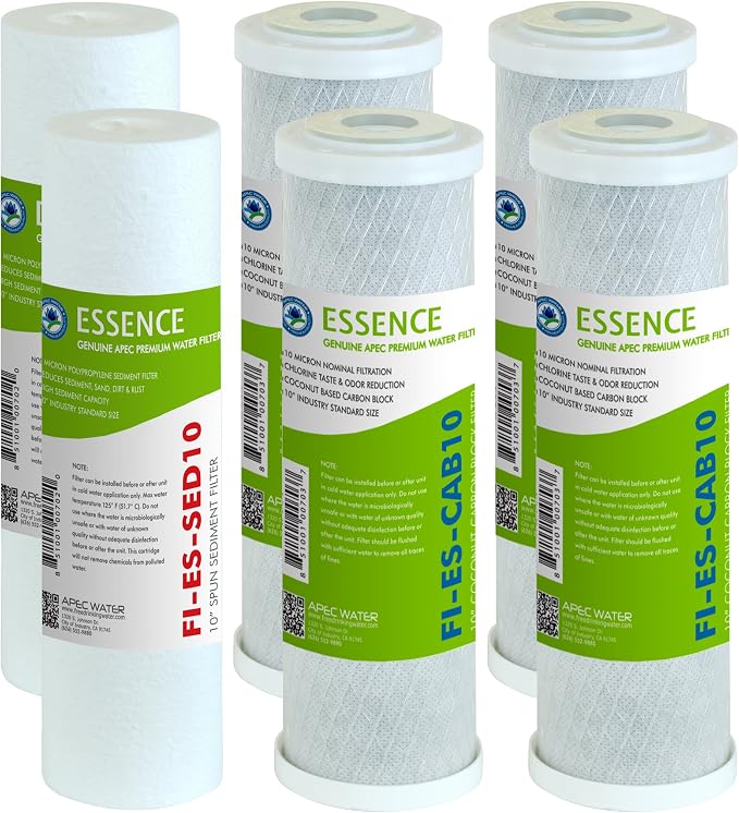 APEC Water Systems FILTER-SET-ESX2 2 Sets of High Capacity Replacement Pre-Filter Sets For Essence Series Reverse Osmosis Water Filter System Stage 1-3