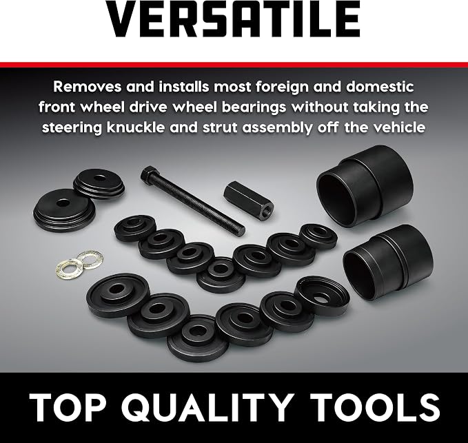 Powerbuilt Front Wheel Drive Bearing Removal and Installation Tool Set, Domestic and Import, 23 Piece Kit with Adapters - 648741