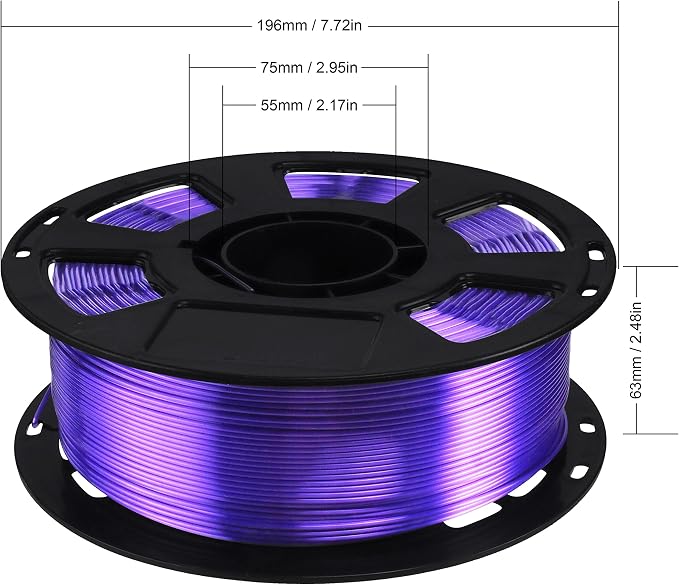 Silk Purple PLA Filament, 1kg 2.2lbs 1.75mm 3D Printing Material, Widely Support for FDM 3D Printer, Pack with Extra Filament Sample by BBLIFE