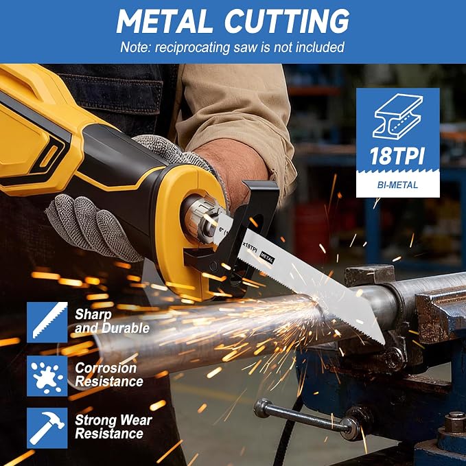 Reciprocating Saw Blade Set, 4-Piece Electric Sawzall Blades, Bi-Metal & HCS for Metal/Wood/PVC Cutting