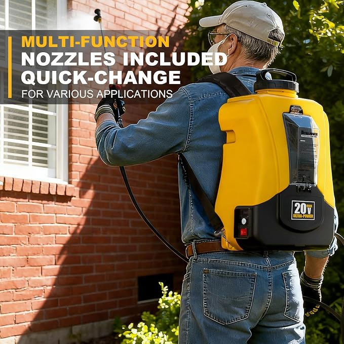 4-Gallon Battery Powered Backpack Sprayer, Compatible with DeWalt 20V MAX, 0-90 PSI Adjustable, 100+ Gal Per Charge, Cordless Garden Sprayer for Lawn Care, Tool Only (Battery Not Included)