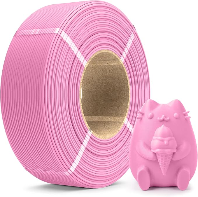SUNLU Matte PLA Filament Refill 1.75mm 1KG, 3D Printer Filament PLA Refill, No-Spool PLA Matte Filament for Reusable Spools Compatible with Bambu Labs Filament, 1KG/Roll Pink