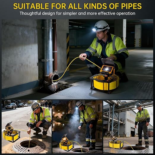 Sewer Camera 100ft,SPRIDRAIN Drain Pipe Camera HD 5in Screen with 32GB DVR,Waterproof IP68 Works Underwater Up to 10Meters Sewer Inspection borescopes for Plumber(Fits Pipes>0.9" Diameter,100ft/30M)