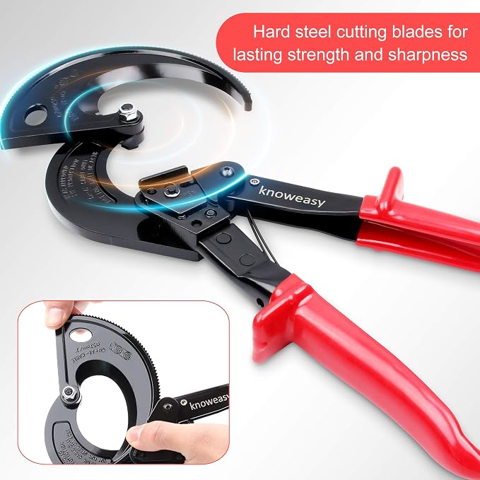 Knoweasy Cable Cutter and Ratchet Wire Cutter Works for Aluminum and Multi-core Cables up to 400mm²