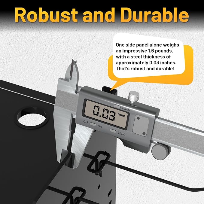 Power Tool Organizer Wall Mount with Charging Station & 8 Outlet,4 Layer Heavy Duty Metal Rack Loads 260lbs for Garage Organization,4 Cordless Drill Holders,Day Gift for Men,Glossy Black