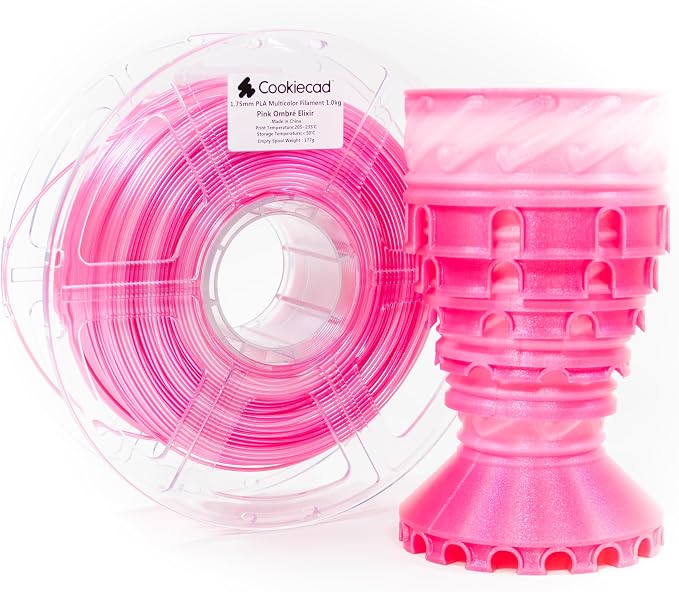 Cookiecad PLA Filament 1.75mm 1kg Iridescent Rainbow 3D Printer Filament - Pink Ombre Elixir PLA