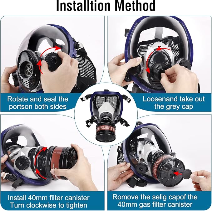 Reusable Full Face Cover Set,Full Facepiece for Staining,Car Spraying,Painting,Sanding &Cutting,Grinding,DIY and Other Work Protection